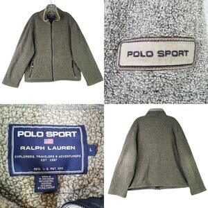 Vtg Polo Sport Fleece Jacket Ralph Lauren Men’s Size Large Full Zip 90’s Wool